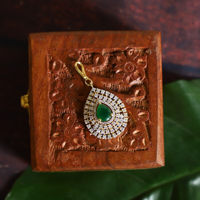 CZ Tear Shape Maang Tikka – Ruby