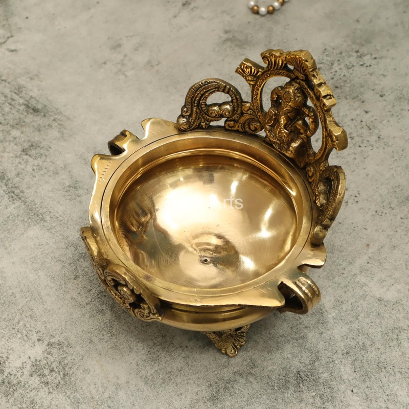 Brass Ganesh Urli - 6.8 inch Height | Decorative Display Piece