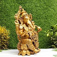 Golden Antique Load Ganesh Idol Sitting on Lotus Kamal Ganesha Statue - 21 inch Height