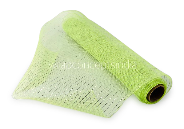 Net with Thin Silver Stripes - Lime Green