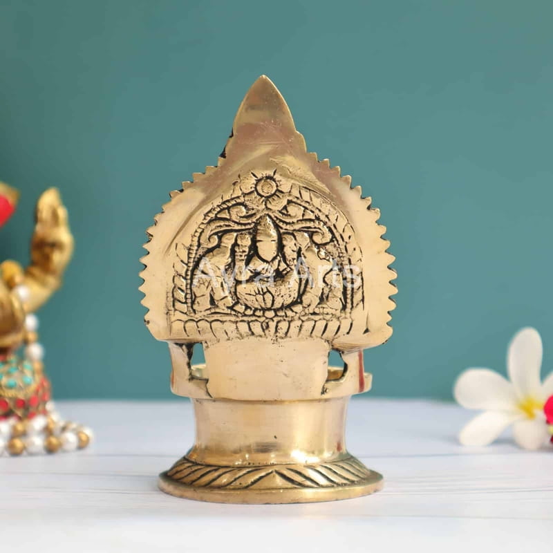 Brass Gaja Lakshmi Deepam 5.2inch Height