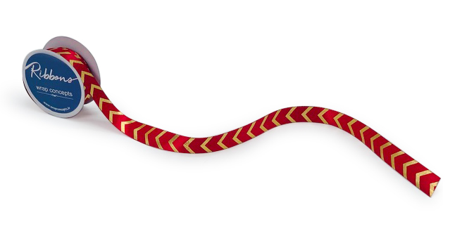 Gold Foil Chevron Satin Ribbon