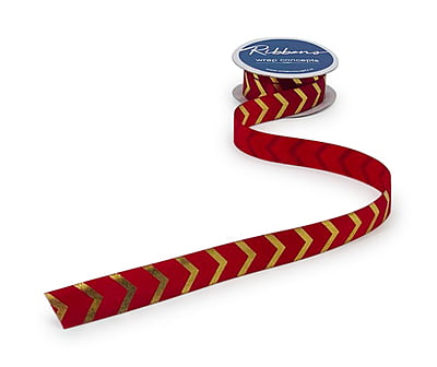 Gold Foil Chevron Satin Ribbon