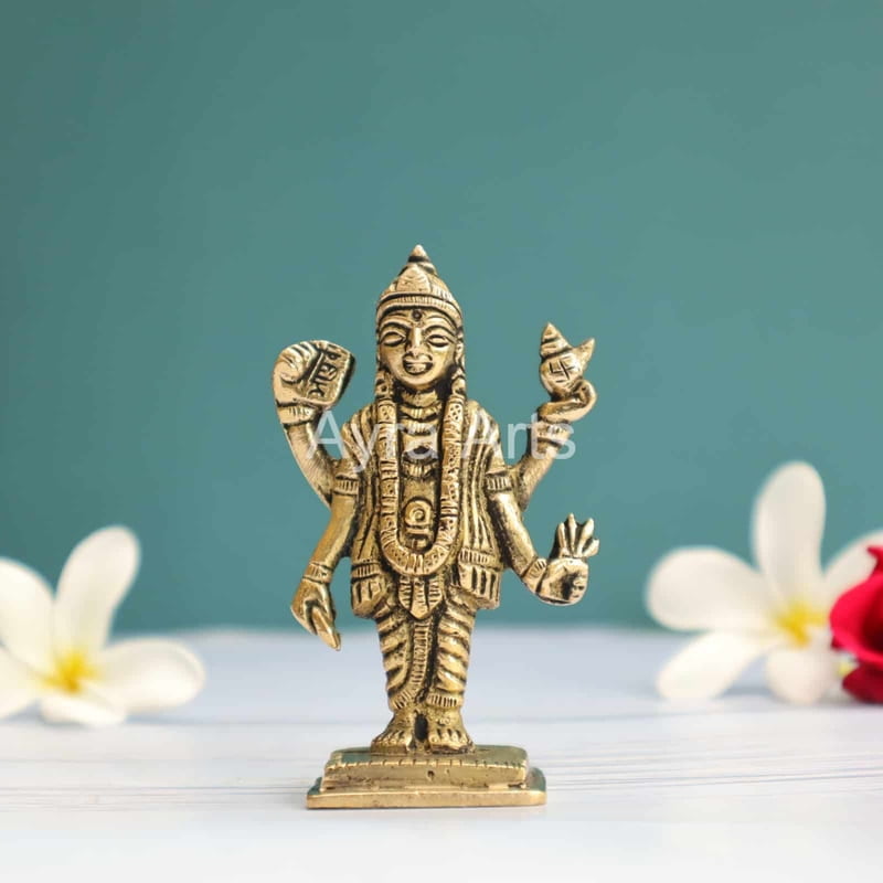 Brass Dhanvantri Idol 3.2 Inch Height