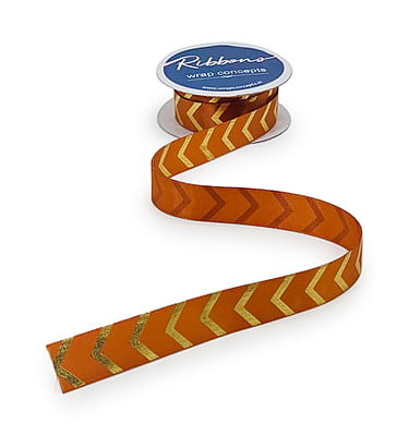Gold Foil Chevron Satin Ribbon