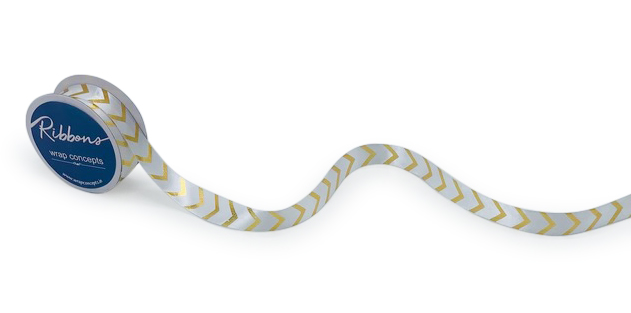 Gold Foil Chevron Satin Ribbon