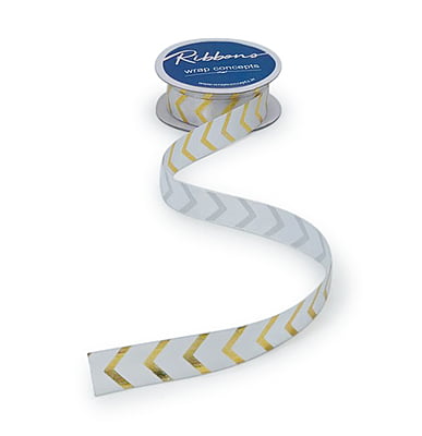 Gold Foil Chevron Satin Ribbon
