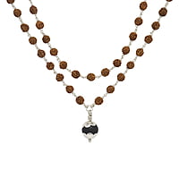 silver tied Ruduracha Mala with Karungali Pendant