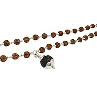 silver tied Ruduracha Mala with Karungali Pendant