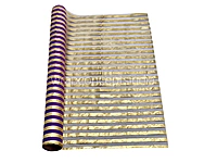Gold Foil Stripe Organza Roll - 5 Meters-Purple