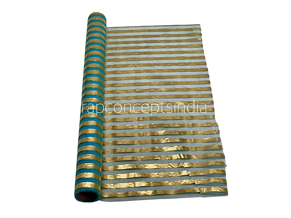 Gold Foil Stripe Organza Roll - 5 Meters