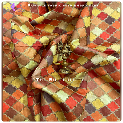 SILK  FABRIC WITH EMTOROIDERY  PER METER RUFFRSF18468