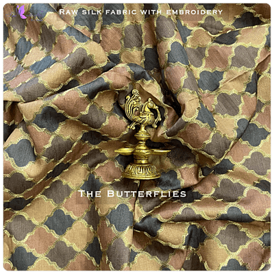 SILK  FABRIC WITH EMTOROIDERY  PER METER 53