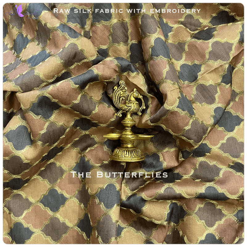 SILK  FABRIC WITH EMTOROIDERY  PER METER 53