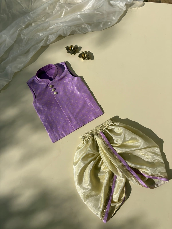 Lilac Buttercup Brocade Silk Dhoti Set