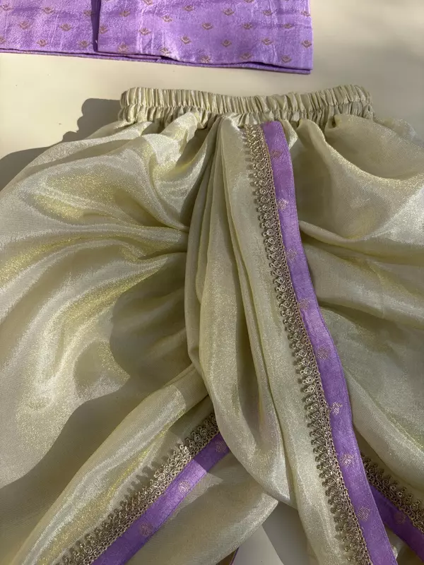Lilac Buttercup Brocade Silk Dhoti Set