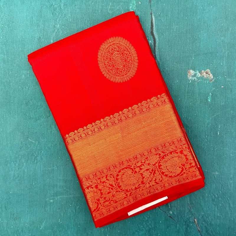 Chilli Red Kanchipuram with Chakra Motifs