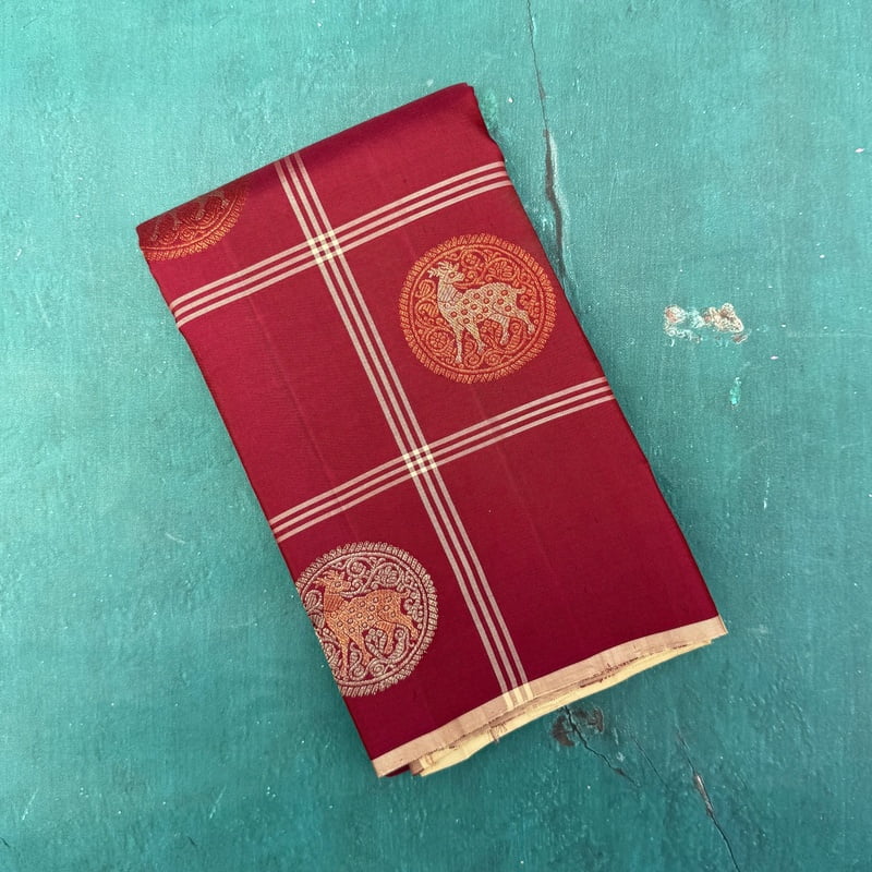 Madder Red Kanchipuram with Beige Accent