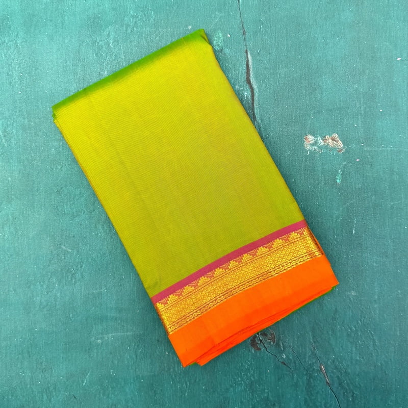 Fresh Green Kanchipuram with Violet Root