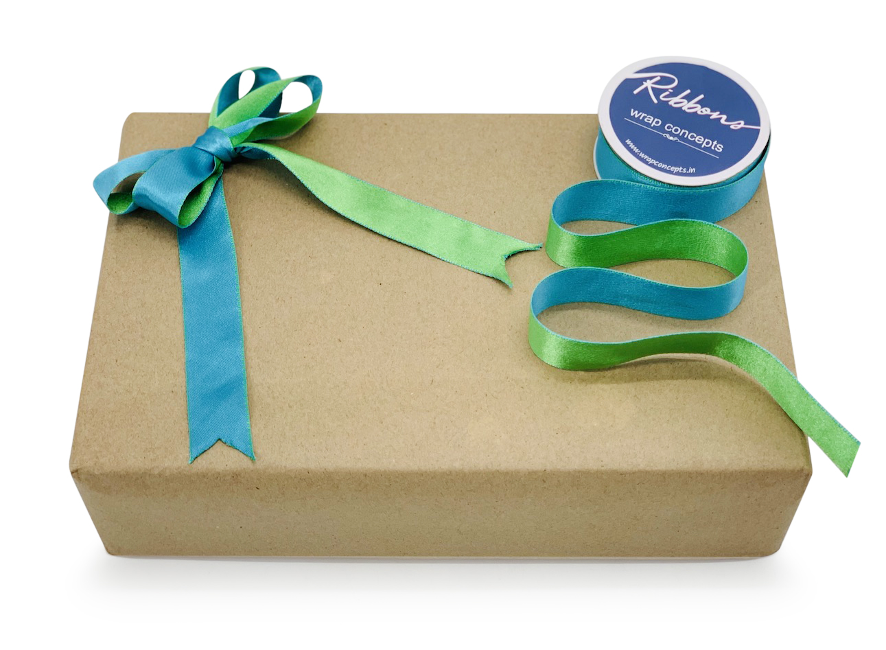 Reversible Ribbon - Parrot Green with Turquoise Blue