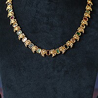 Tradtional peacock design with multi stone longharam