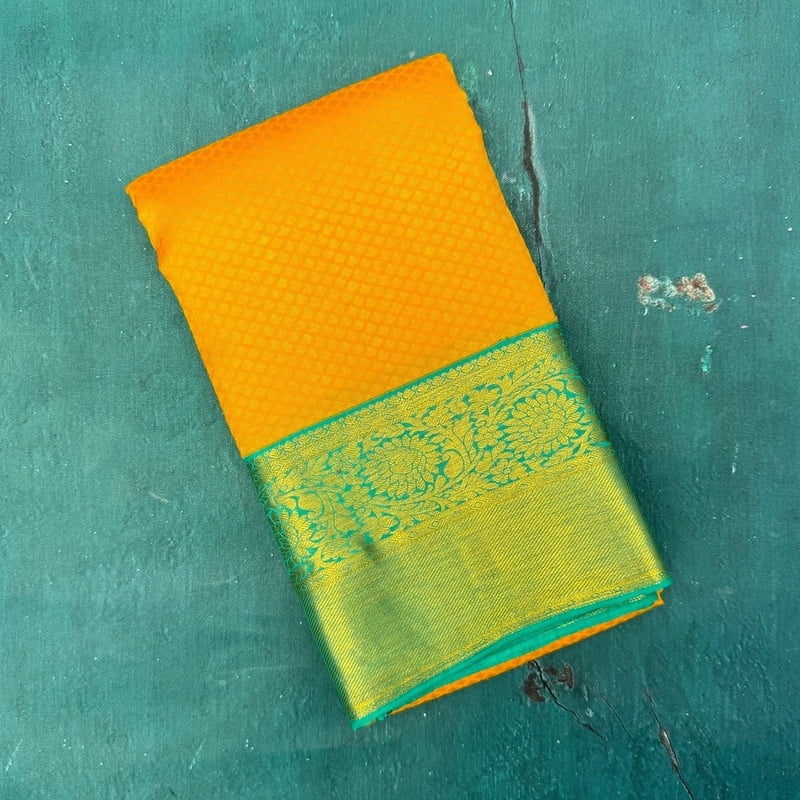 Desert Yellow Kanchipuram with Cool Green