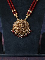 Green beads haram long neck wear with earring