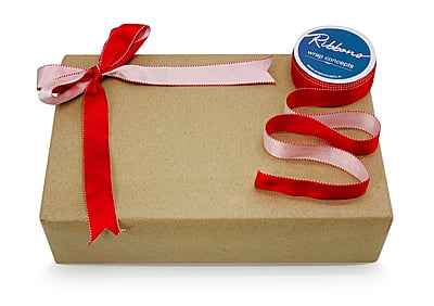 Reversible Ribbon - Red with White