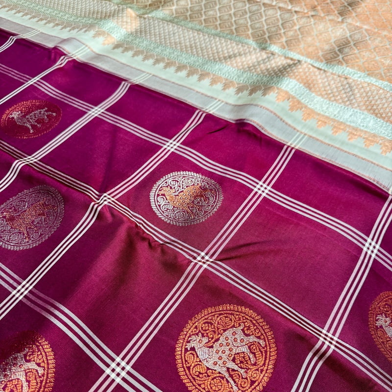 Madder Red Kanchipuram with Beige Accent