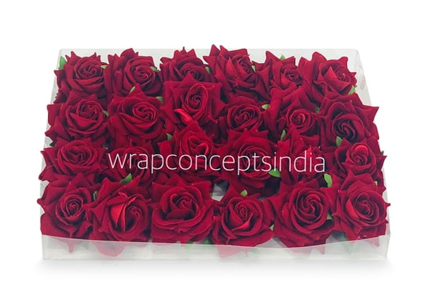 Rose With Leaves - Maroon