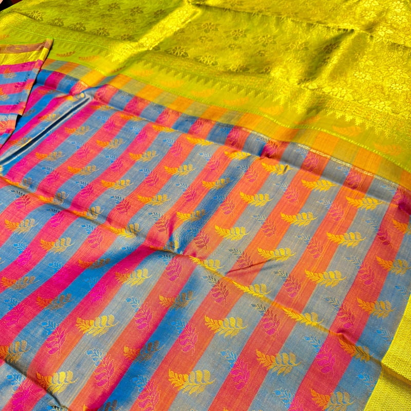 Multicolor Kanchipuram with Jade Green