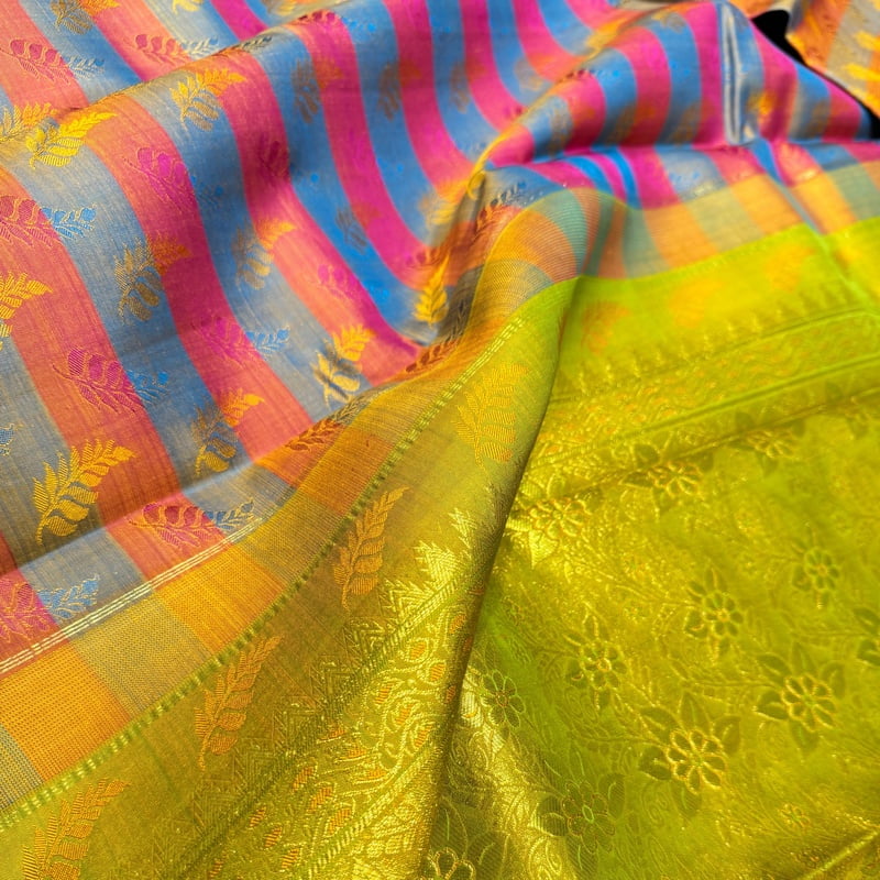 Multicolor Kanchipuram with Jade Green