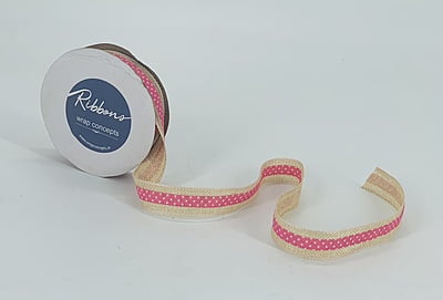 Jute Ribbon with Polka Strip - Multicolour