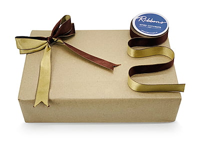 Reversible Ribbon - Brown with Gold