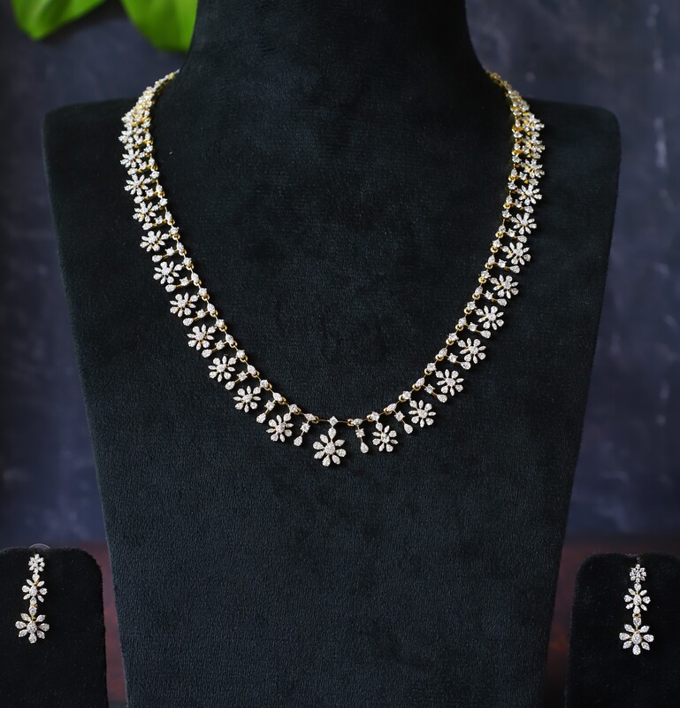 Diamond Finish ad Necklace with Earrings