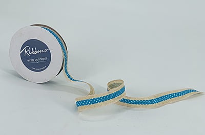 Jute Ribbon with Polka Strip - Multicolour