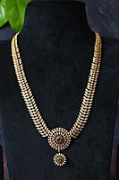 Gold Finish White Stone Long Haram