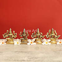 Eight Manifestations of Devi Lakshmi in Brass Ashta lakshmi Brass Idols Set Of 8 Pieces - 3.5 Inch Height