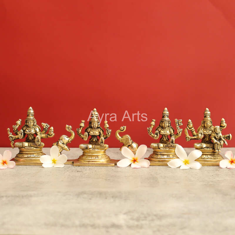 Eight Manifestations of Devi Lakshmi in Brass Ashta lakshmi Brass Idols Set Of 8 Pieces - 3.5 Inch Height