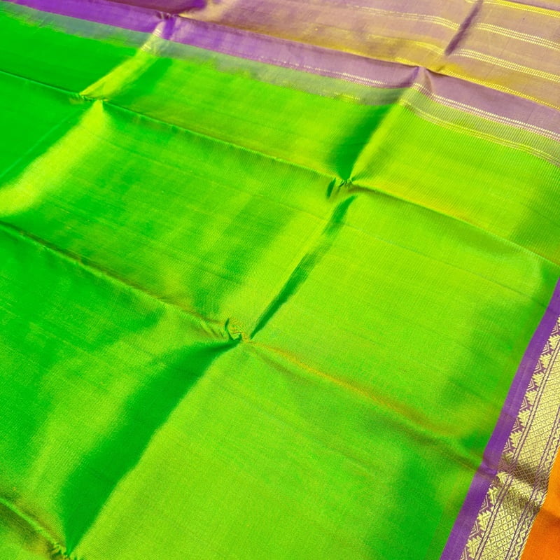 Fresh Green Kanchipuram with Violet Root