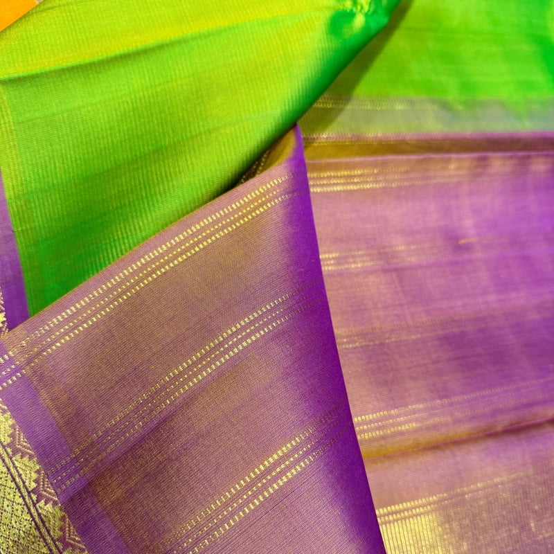 Fresh Green Kanchipuram with Violet Root