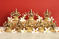 Eight Manifestations of Devi Lakshmi in Brass Ashta lakshmi Brass Idols Set Of 8 Pieces - 3.5 Inch Height