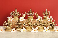 Eight Manifestations of Devi Lakshmi in Brass Ashta lakshmi Brass Idols Set Of 8 Pieces - 3.5 Inch Height
