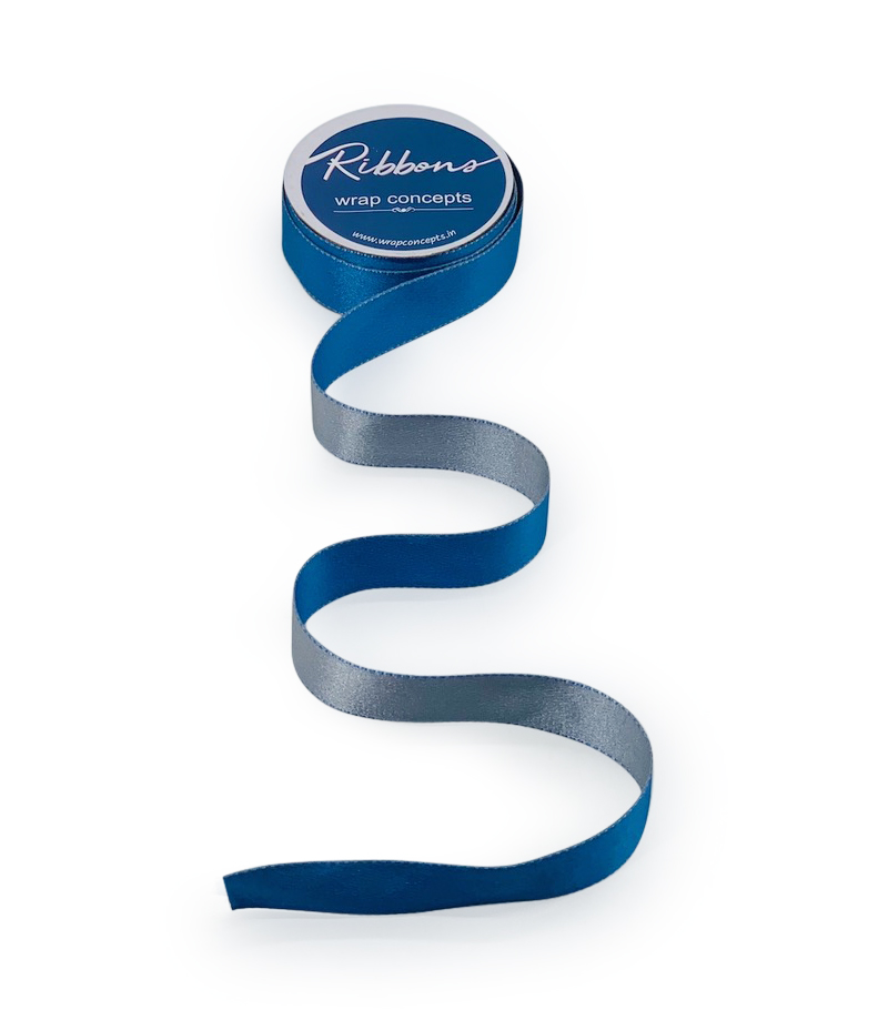 Reversible Ribbon - Azure Blue with Grey