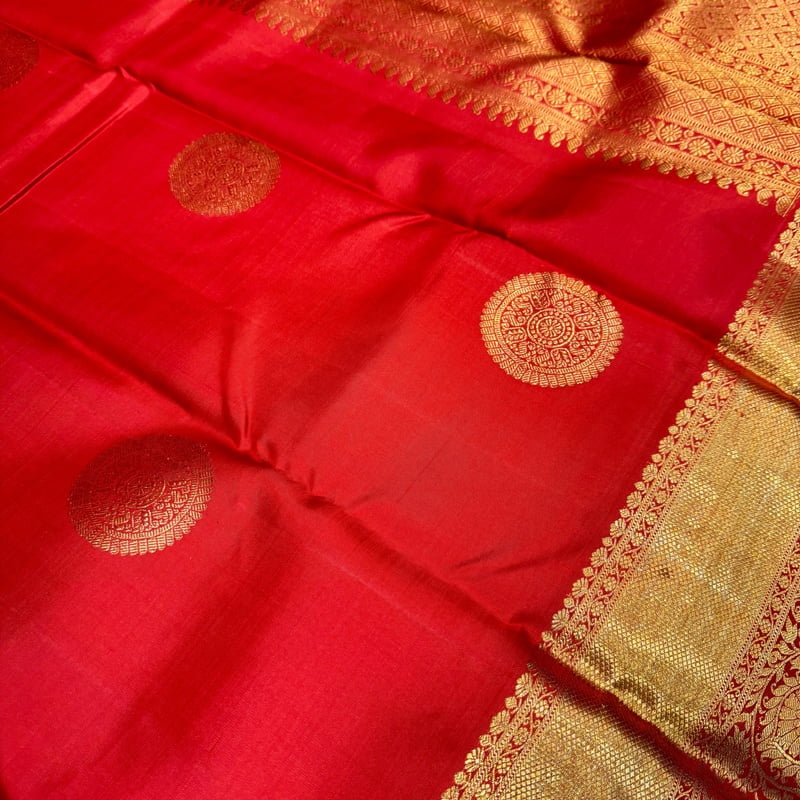 Chilli Red Kanchipuram with Chakra Motifs