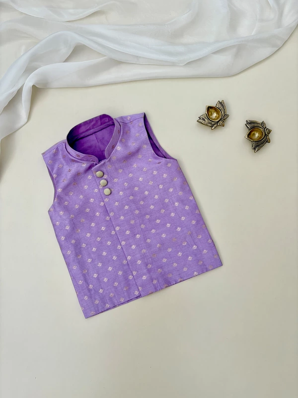 Lilac Buttercup Brocade Silk Dhoti Set