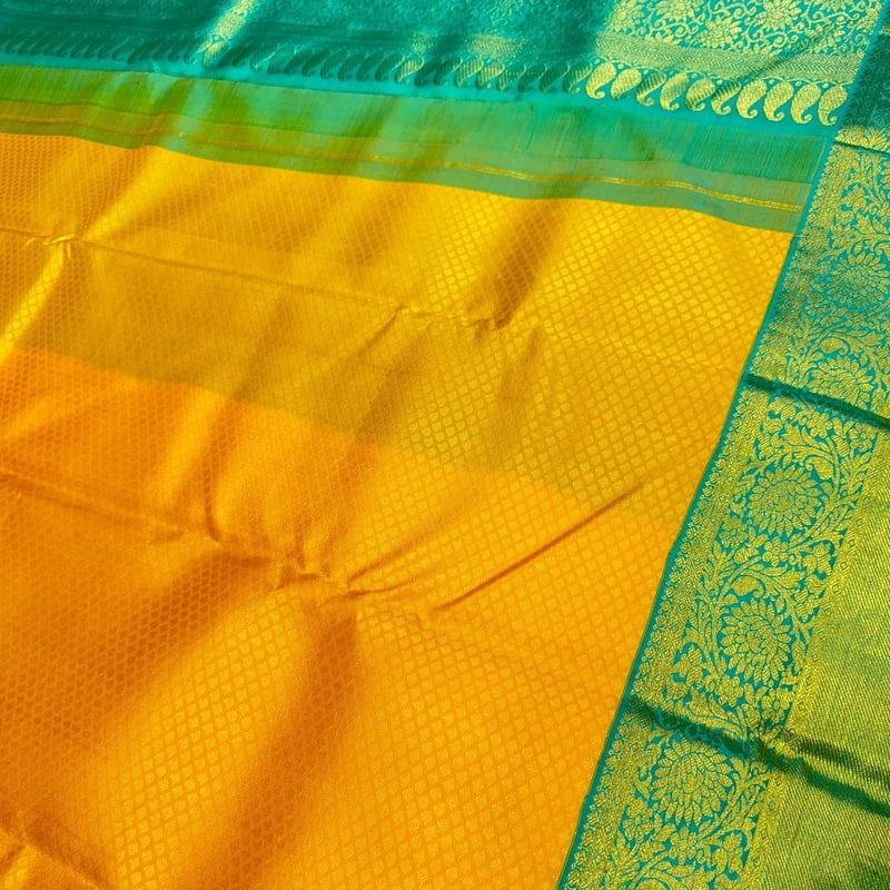 Desert Yellow Kanchipuram with Cool Green