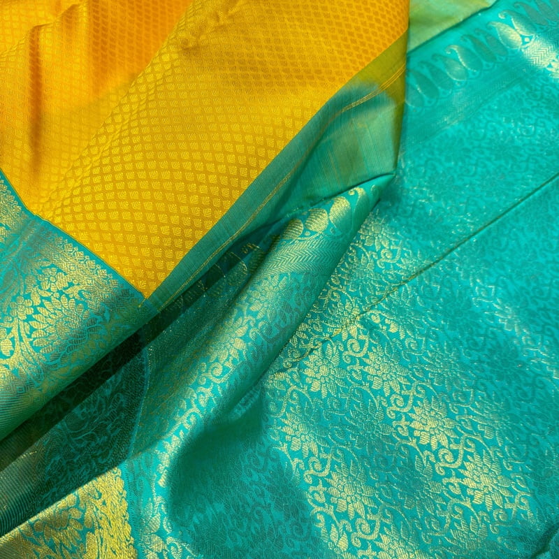Desert Yellow Kanchipuram with Cool Green
