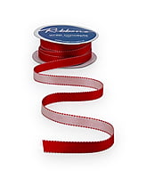 Reversible Ribbon - Red with White