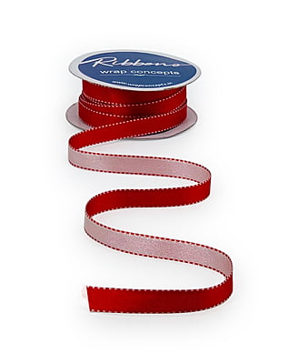 Reversible Ribbon - Red with White